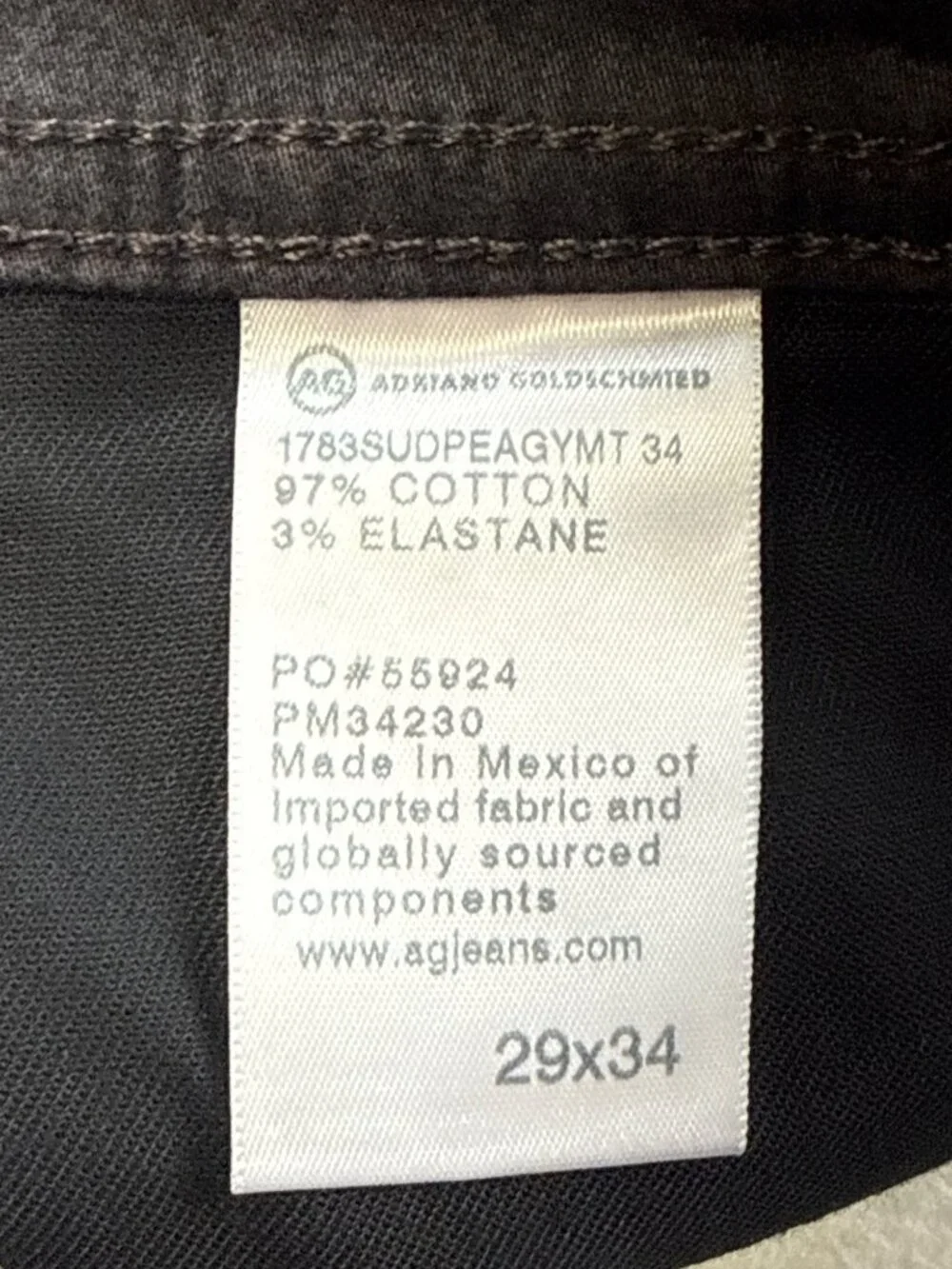 AG Adriano Goldschmied Tellis Modern Slim Sueded Sateen Pants Men's 29x34 NWT